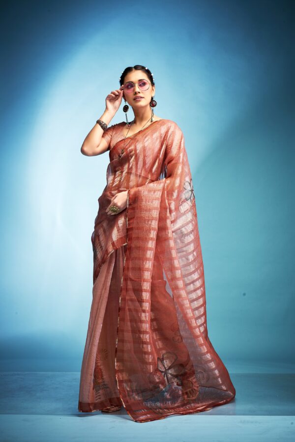 Kala Jamun Klanjali Tissue Silk Fancy Saree Catalog Collection - Image 7