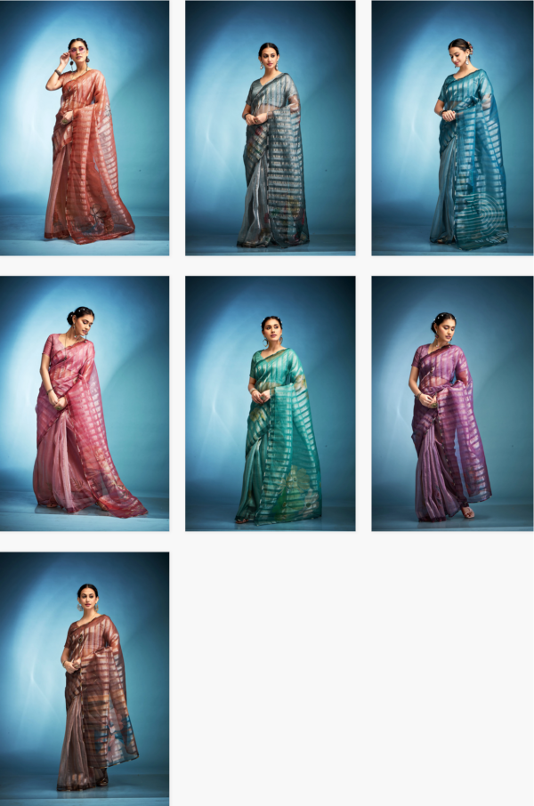 Kala Jamun Klanjali Tissue Silk Fancy Saree Catalog Collection - Image 9