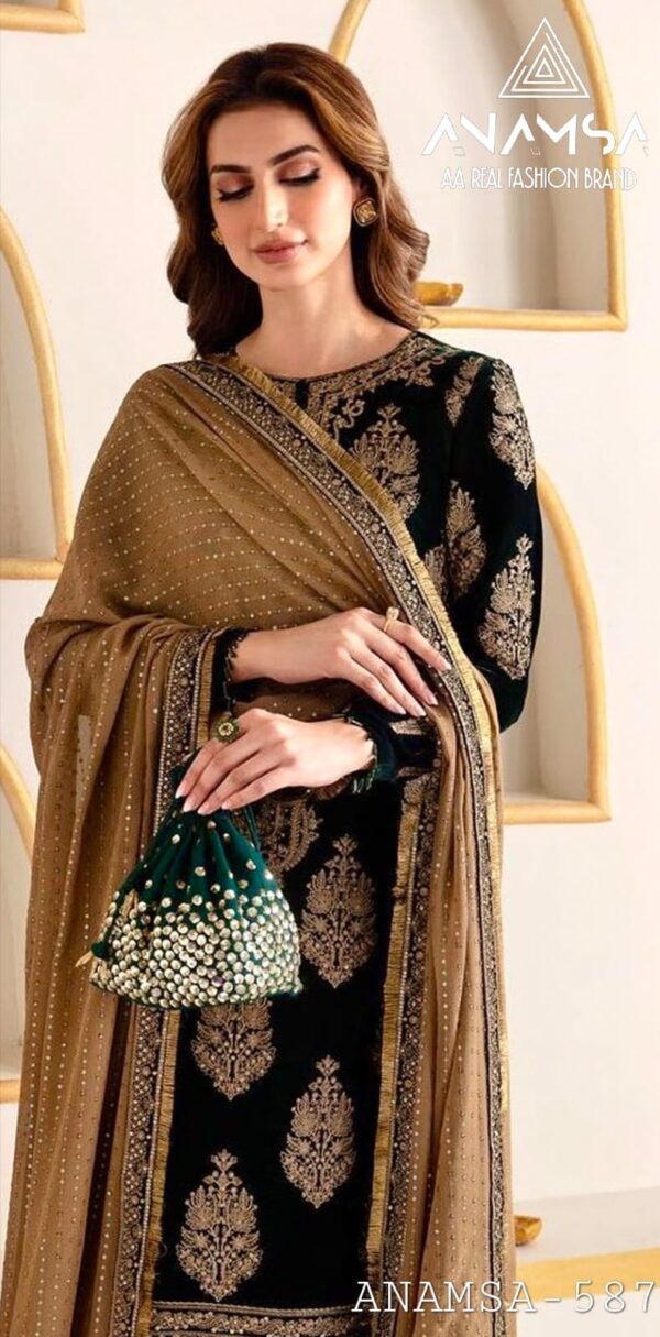 Anamsa 587 Velvet Designer Pakistani Salwar Kameez Catalog Collection