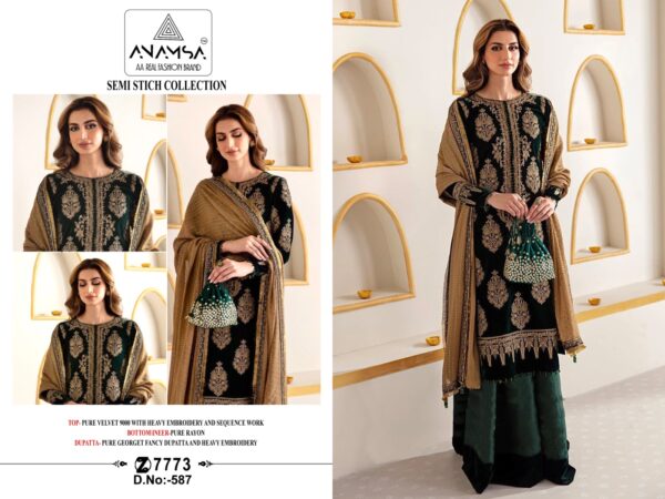 Anamsa 587 Velvet Designer Pakistani Salwar Kameez Catalog Collection - Image 2