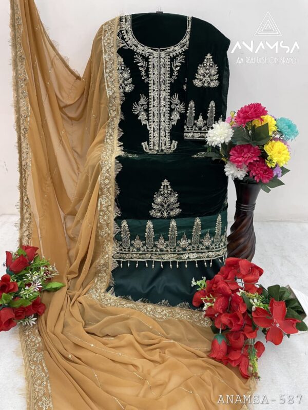 Anamsa 587 Velvet Designer Pakistani Salwar Kameez Catalog Collection - Image 3