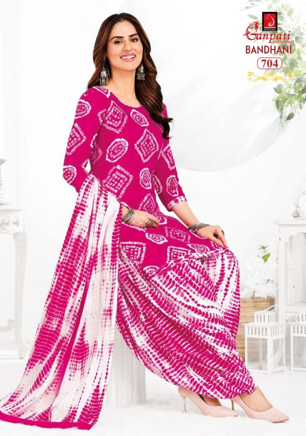 Ganpati Bandhani Vol 7 Ready Made Patiyala Bandhani Dress Catalog Collection - Image 4
