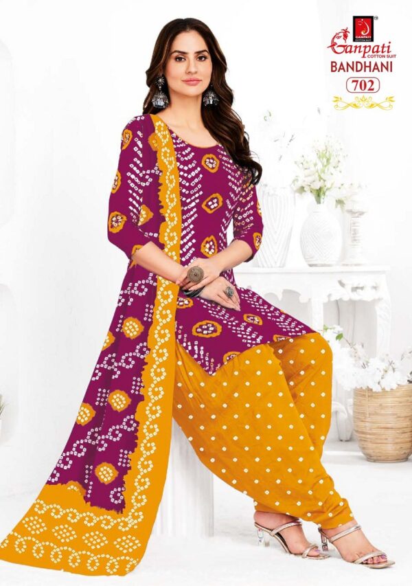 Ganpati Bandhani Vol 7 Ready Made Patiyala Bandhani Dress Catalog Collection - Image 8