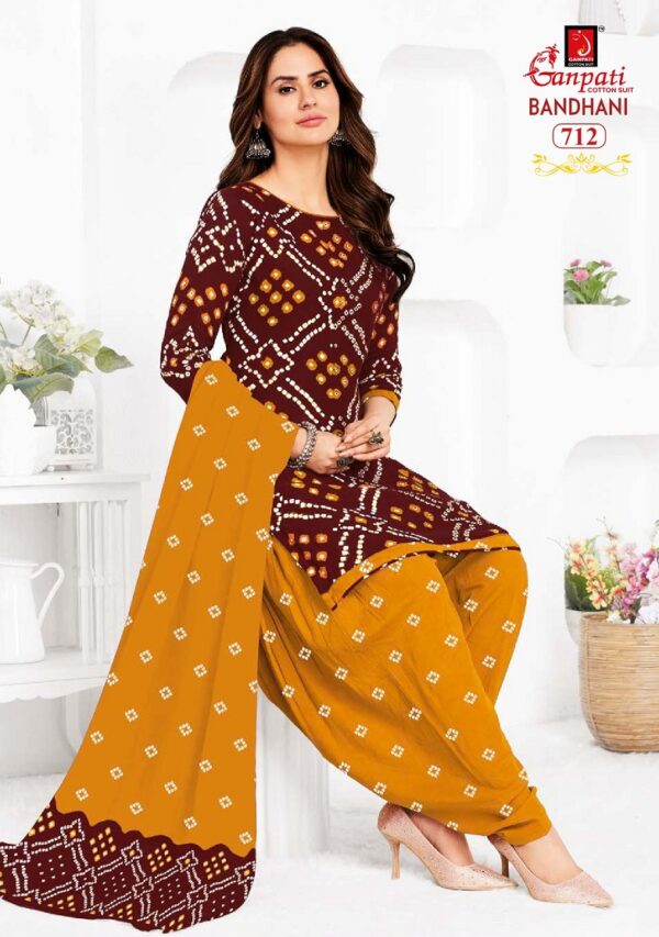 Ganpati Bandhani Vol 7 Ready Made Patiyala Bandhani Dress Catalog Collection - Image 9