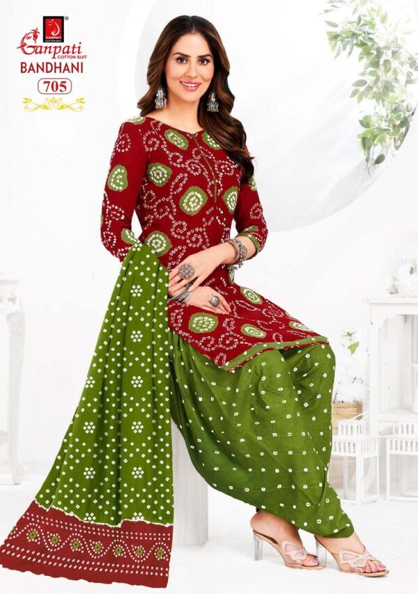 Ganpati Bandhani Vol 7 Ready Made Patiyala Bandhani Dress Catalog Collection - Image 10