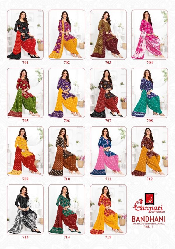 Ganpati Bandhani Vol 7 Ready Made Patiyala Bandhani Dress Catalog Collection - Image 18