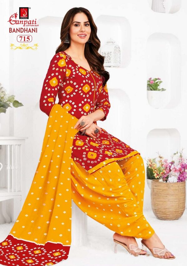 Ganpati Bandhani Vol 7 Ready Made Patiyala Bandhani Dress Catalog Collection - Image 11