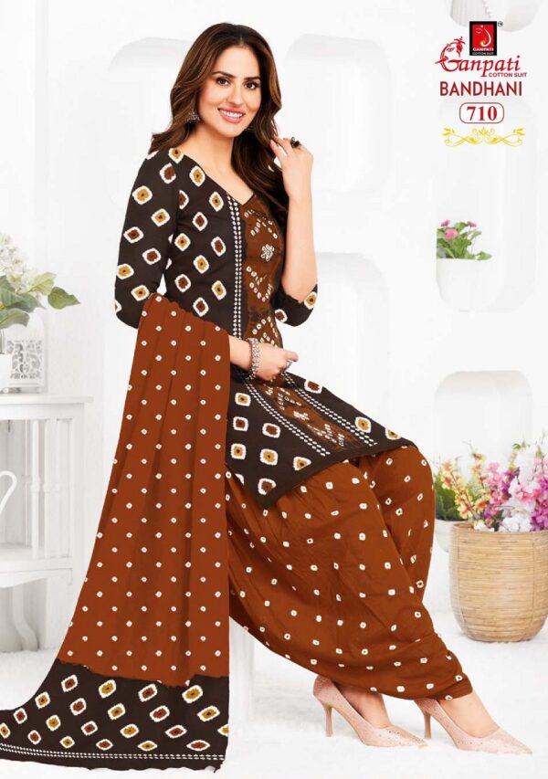 Ganpati Bandhani Vol 7 Ready Made Patiyala Bandhani Dress Catalog Collection - Image 12