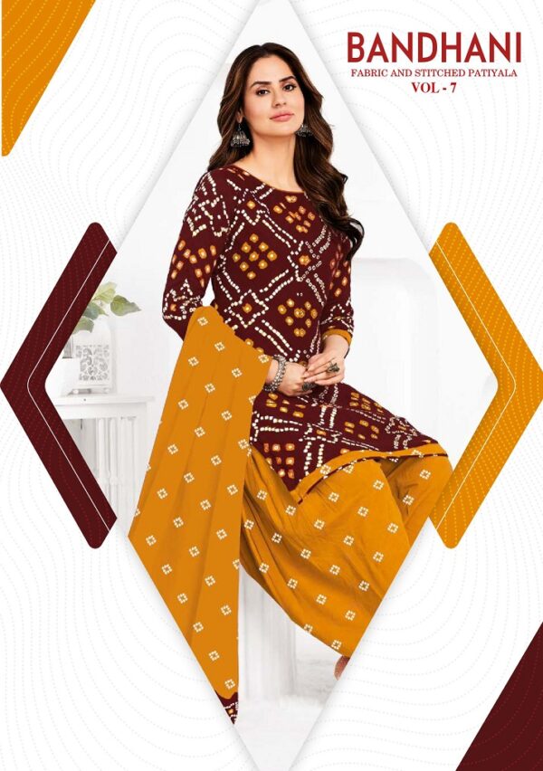 Ganpati Bandhani Vol 7 Ready Made Patiyala Bandhani Dress Catalog Collection - Image 14