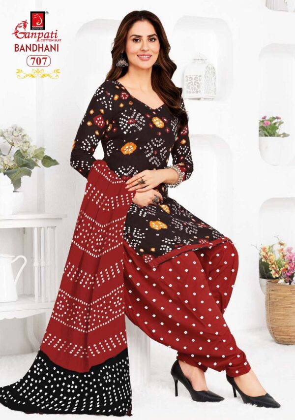 Ganpati Bandhani Vol 7 Ready Made Patiyala Bandhani Dress Catalog Collection - Image 15