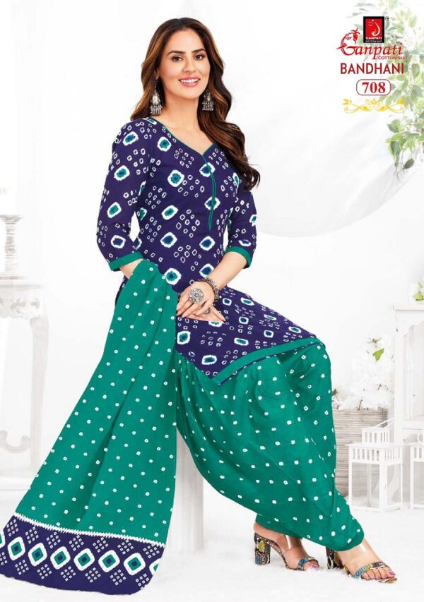 Ganpati Bandhani Vol 7 Ready Made Patiyala Bandhani Dress Catalog Collection - Image 16