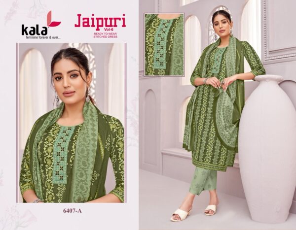 Kala Jaipuri Vol 6 Cotton Printed Kuri Bottom With Dupatta Catalog Collection - Image 12
