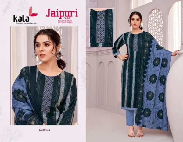 Kala Jaipuri Vol 6 Cotton Printed Kuri Bottom With Dupatta Catalog Collection - Image 7