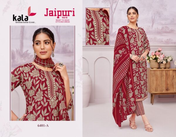 Kala Jaipuri Vol 6 Cotton Printed Kuri Bottom With Dupatta Catalog Collection - Image 5