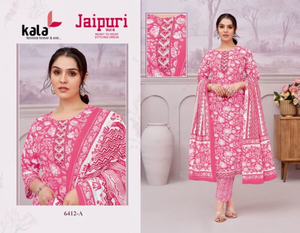 Kala Jaipuri Vol 6 Cotton Printed Kuri Bottom With Dupatta Catalog Collection - Image 13