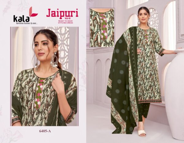 Kala Jaipuri Vol 6 Cotton Printed Kuri Bottom With Dupatta Catalog Collection - Image 4