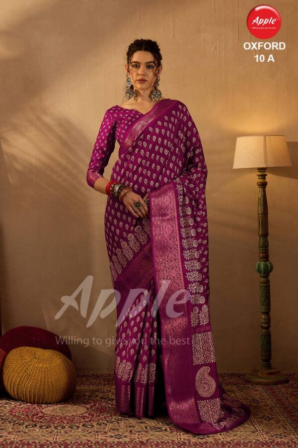 Apple Oxford 10 Silk Blend Printed Saree Catalog Collection