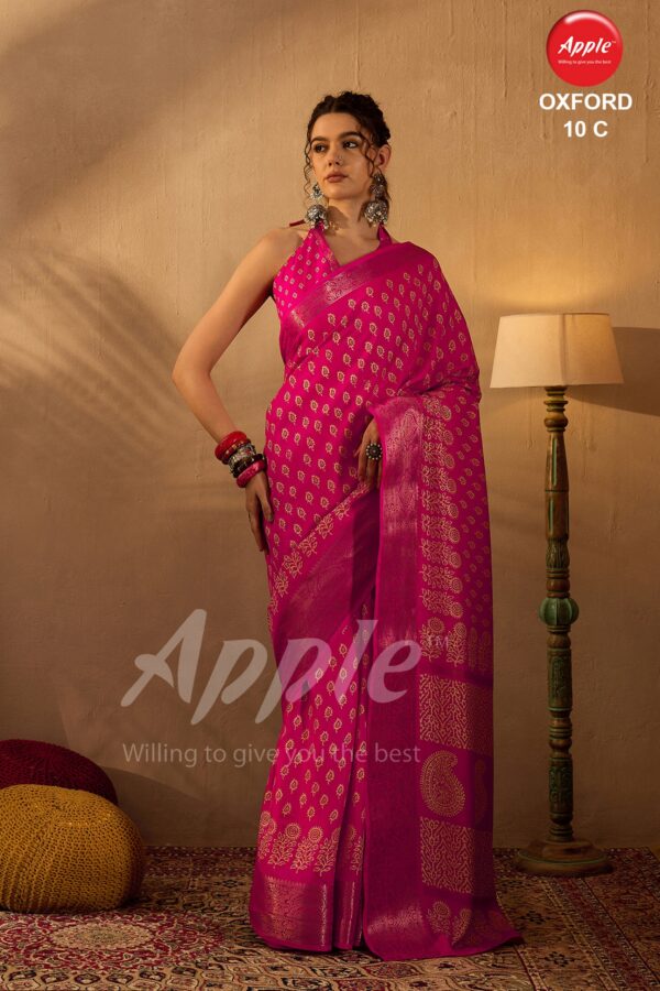 Apple Oxford 10 Silk Blend Printed Saree Catalog Collection - Image 5
