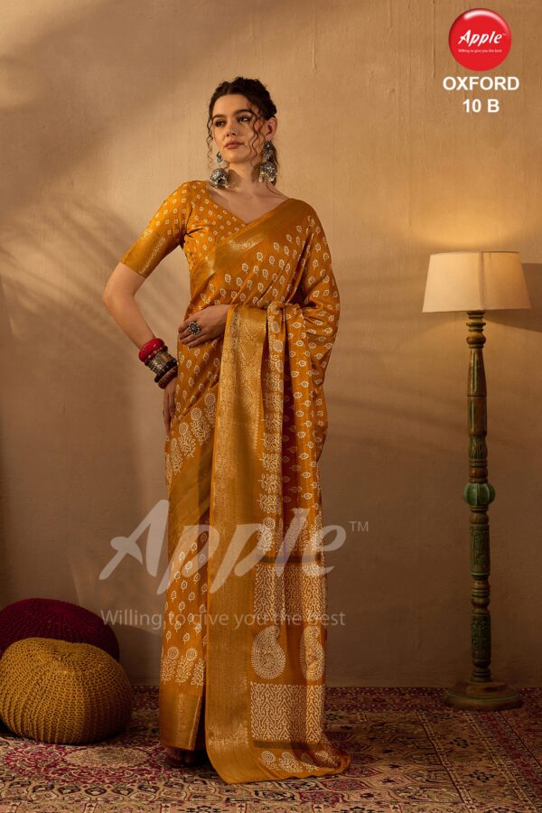 Apple Oxford 10 Silk Blend Printed Saree Catalog Collection - Image 3