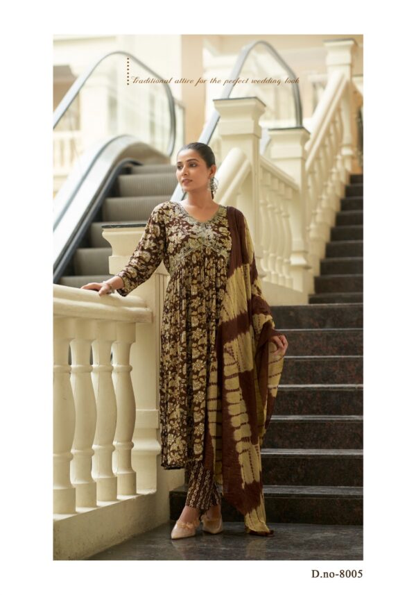 Mystic 9 Pooja Vol 8 Rayon Aliya Cut Kurti Bottom With Dupatta Catalog Collection - Image 3