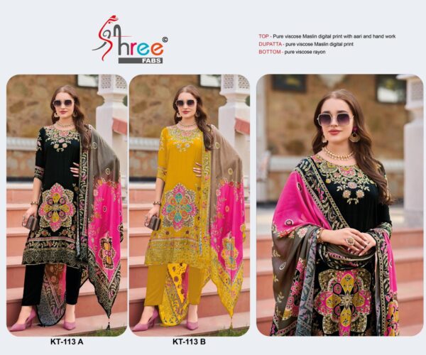 Shree Kt 113 Viscose Maslin Digital Printed Salwar Suits Catalog Collection - Image 4