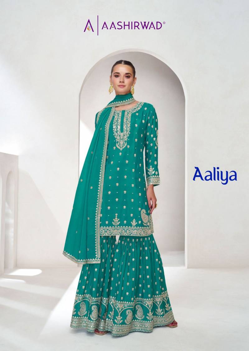 Aashirwad Aaliya Chinon Silk Salwar Kameez Catalog Collection