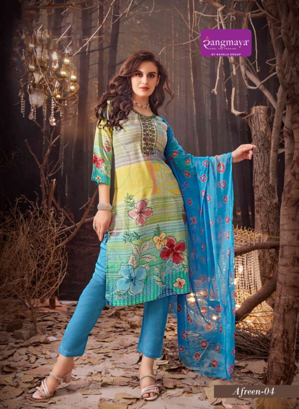 Rangmaya Afreen Rayon Digital Kurti Bottom With Dupatta Catalog Collection - Image 9