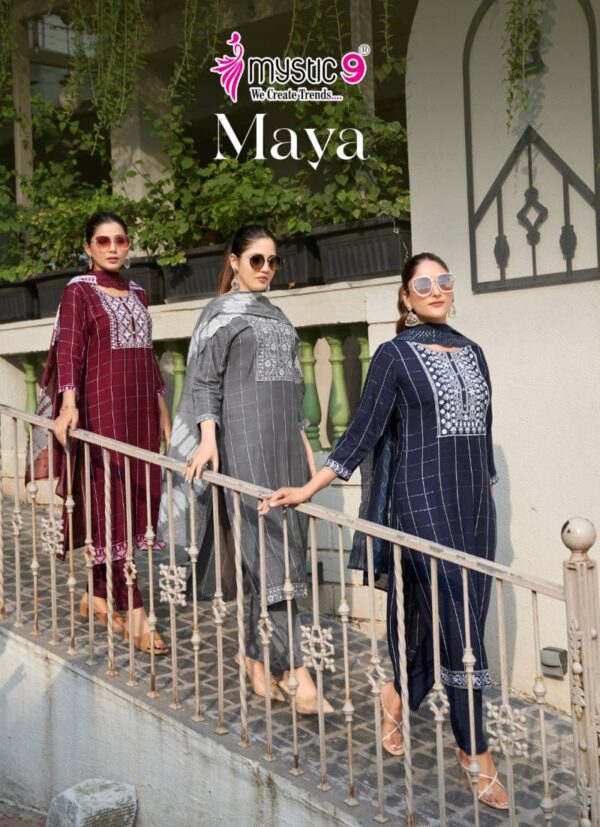 Mystic 9 Maya Vol 1 Rayon Dobby Kurti Bottom With Dupatta Catalog Collection