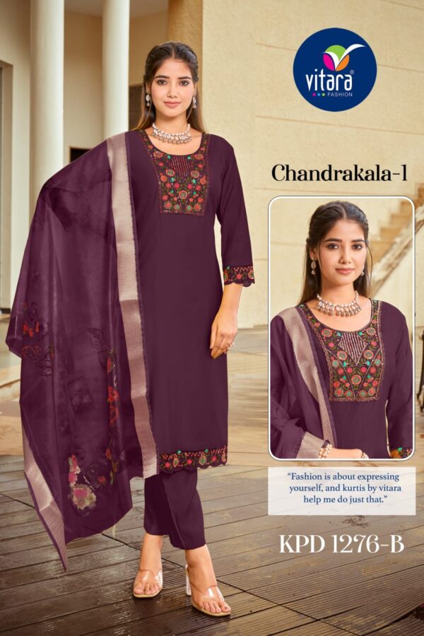Vitara Chandrakala Vol 1 Embroidered Kurti Bottom With Dupatta Catalog Collection - Image 2