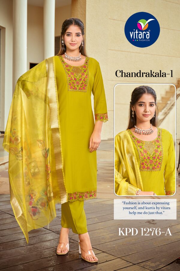 Vitara Chandrakala Vol 1 Embroidered Kurti Bottom With Dupatta Catalog Collection - Image 3