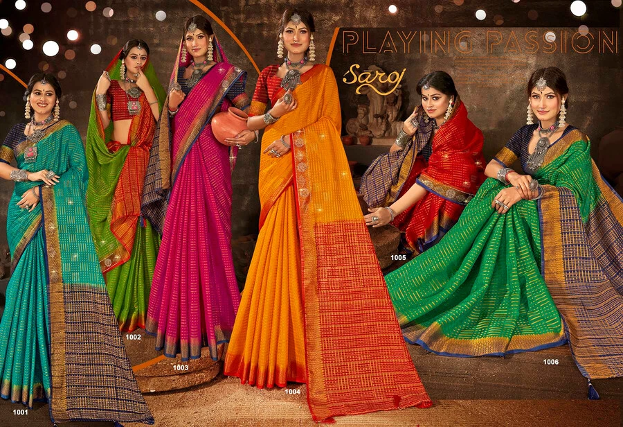Saroj Nidhivan Jharkan Vol 1 Soft Crepe Silk Saree Catalog Collection - Image 8