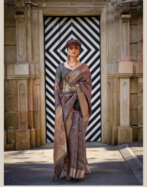 Rajtex Kalki Handloom Two Tone Organza Weaving Saree Catalog Collection - Image 2