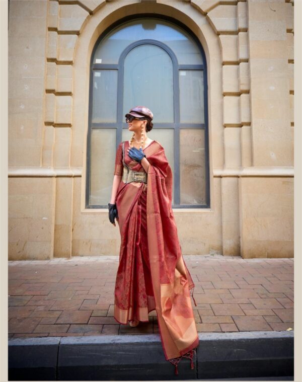 Rajtex Kalki Handloom Two Tone Organza Weaving Saree Catalog Collection - Image 3