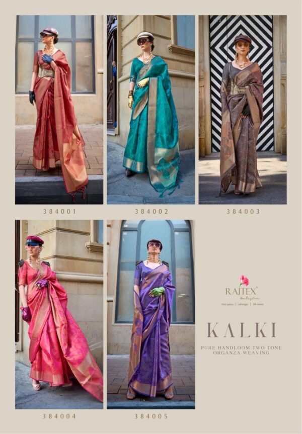 Rajtex Kalki Handloom Two Tone Organza Weaving Saree Catalog Collection - Image 7