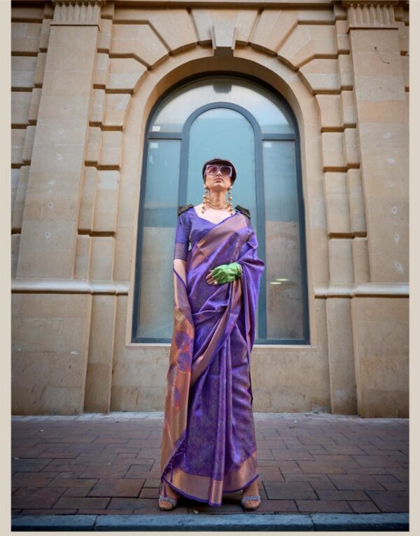 Rajtex Kalki Handloom Two Tone Organza Weaving Saree Catalog Collection - Image 5