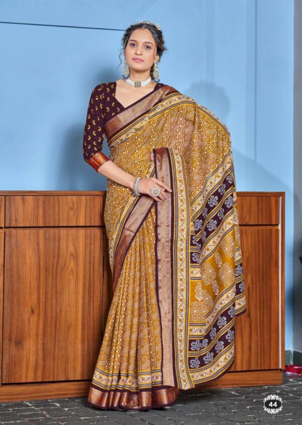 Df Ajrakh 5 Ajrakh Printed Cotton Mulmul Saree Catalog Collection