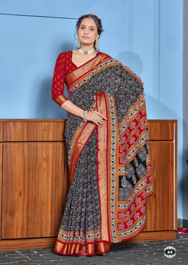 Df Ajrakh 5 Ajrakh Printed Cotton Mulmul Saree Catalog Collection - Image 2