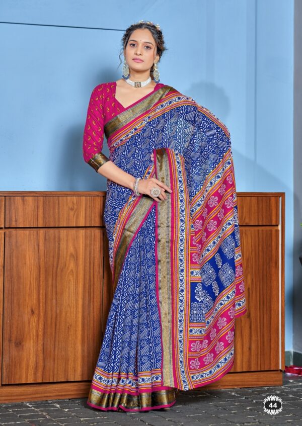 Df Ajrakh 5 Ajrakh Printed Cotton Mulmul Saree Catalog Collection - Image 3