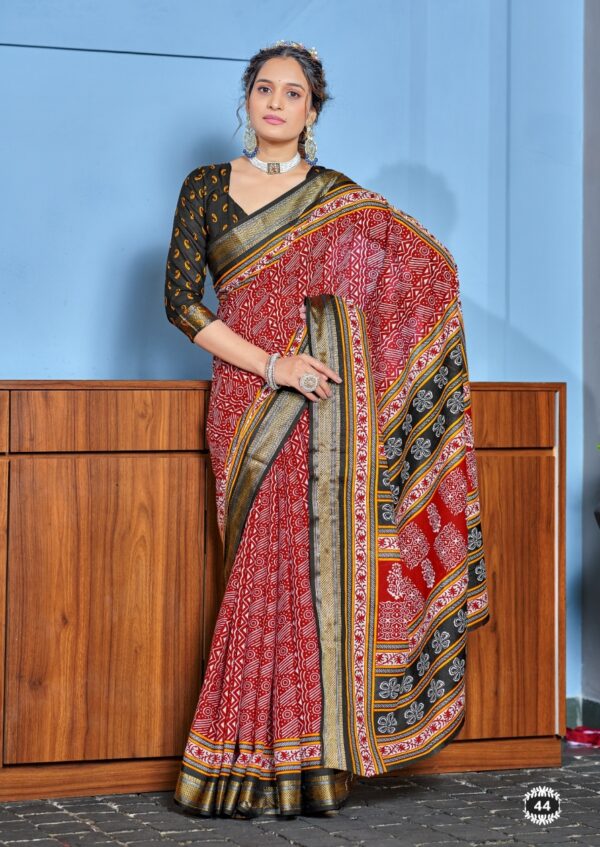 Df Ajrakh 5 Ajrakh Printed Cotton Mulmul Saree Catalog Collection - Image 5