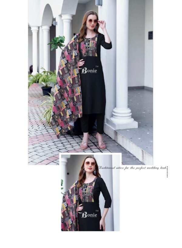 Bonie Divya Vol 1 Heavy Rayon Stylish Kurti Bottom With Dupatta Catalog Collection Wholesaler - Image 4