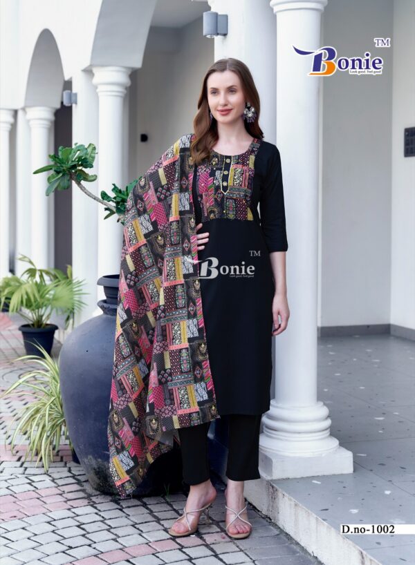 Bonie Divya Vol 1 Heavy Rayon Stylish Kurti Bottom With Dupatta Catalog Collection Wholesaler - Image 5