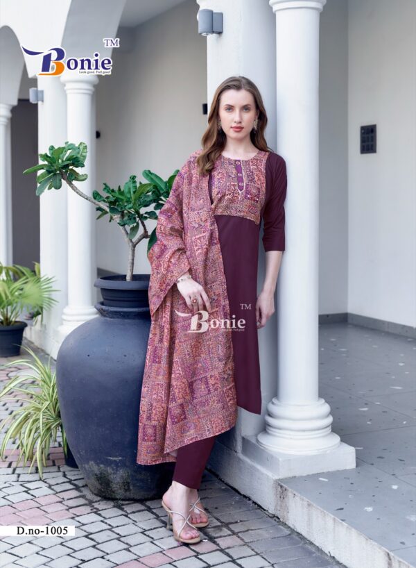 Bonie Divya Vol 1 Heavy Rayon Stylish Kurti Bottom With Dupatta Catalog Collection Wholesaler - Image 6
