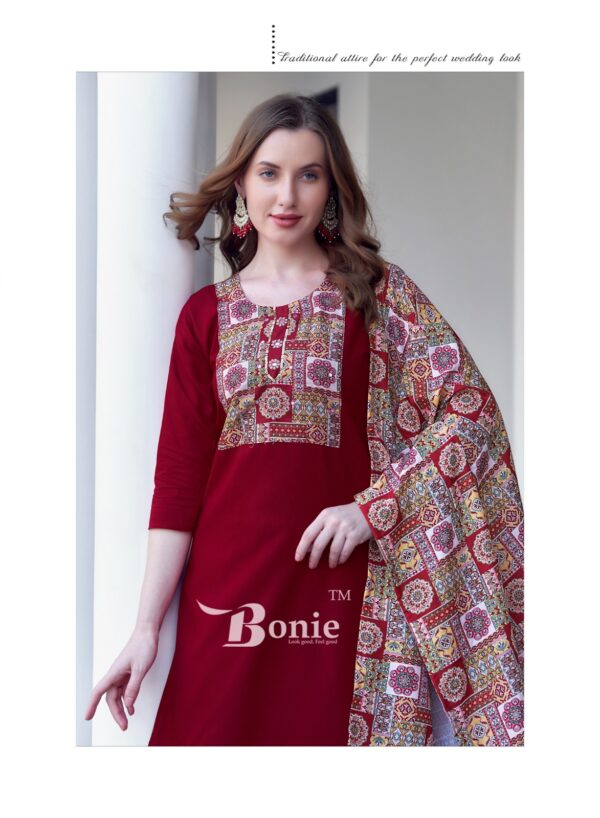Bonie Divya Vol 1 Heavy Rayon Stylish Kurti Bottom With Dupatta Catalog Collection Wholesaler - Image 8
