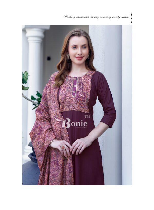 Bonie Divya Vol 1 Heavy Rayon Stylish Kurti Bottom With Dupatta Catalog Collection Wholesaler - Image 9