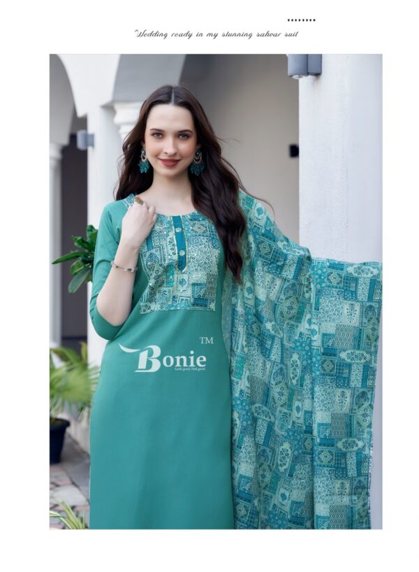 Bonie Divya Vol 1 Heavy Rayon Stylish Kurti Bottom With Dupatta Catalog Collection Wholesaler - Image 10