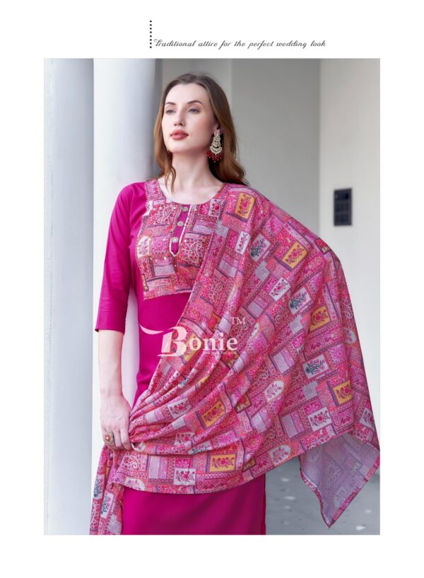 Bonie Divya Vol 1 Heavy Rayon Stylish Kurti Bottom With Dupatta Catalog Collection Wholesaler - Image 14