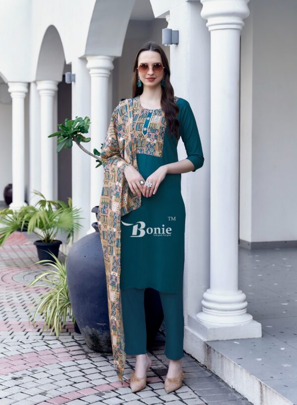 Bonie Divya Vol 1 Heavy Rayon Stylish Kurti Bottom With Dupatta Catalog Collection Wholesaler - Image 12