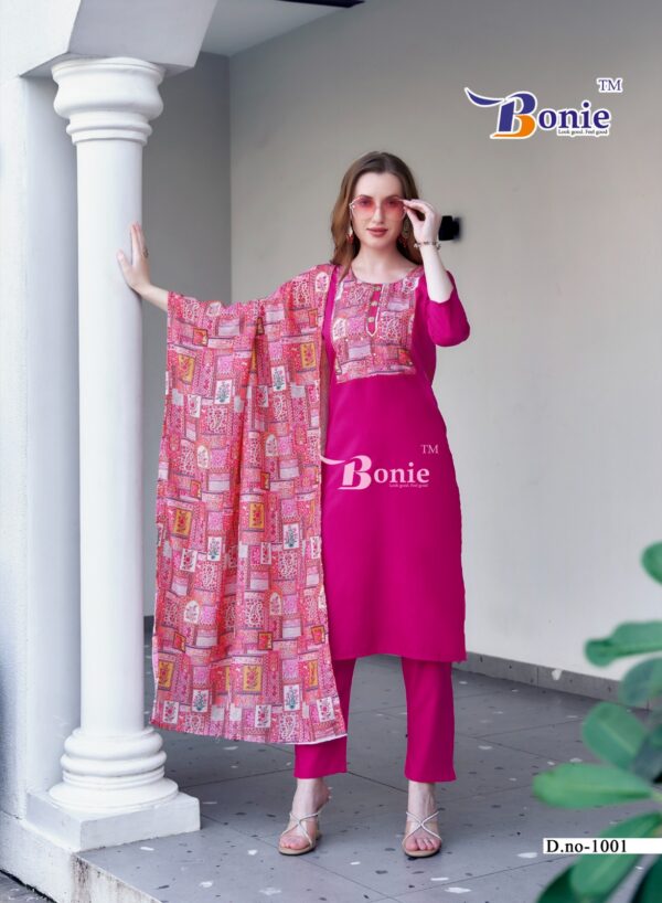 Bonie Divya Vol 1 Heavy Rayon Stylish Kurti Bottom With Dupatta Catalog Collection Wholesaler - Image 13