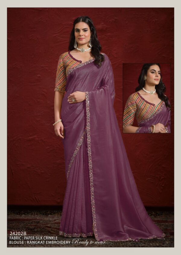 Mahotsav Mohmanthan Aaina B 24202 Crush Paper Silk Wedding Wear Saree Catalog Collection Dealer - Image 2