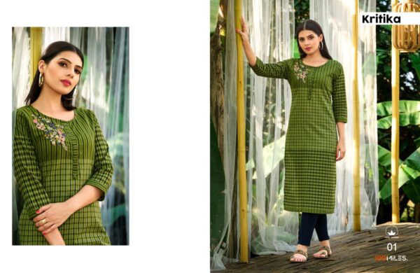 100 Miles Kritika Cotton Printed Embroidered Kurti Catalog Collection Wholesale Supplier - Image 4
